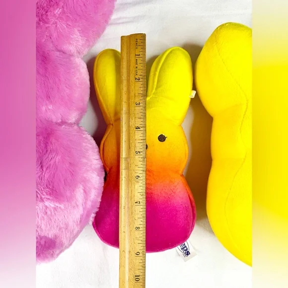 Peeps Bunny Rabbit Plush LOT Yellow Pink Furry 15” 10” 9” Ombre - Picture 4 of 6